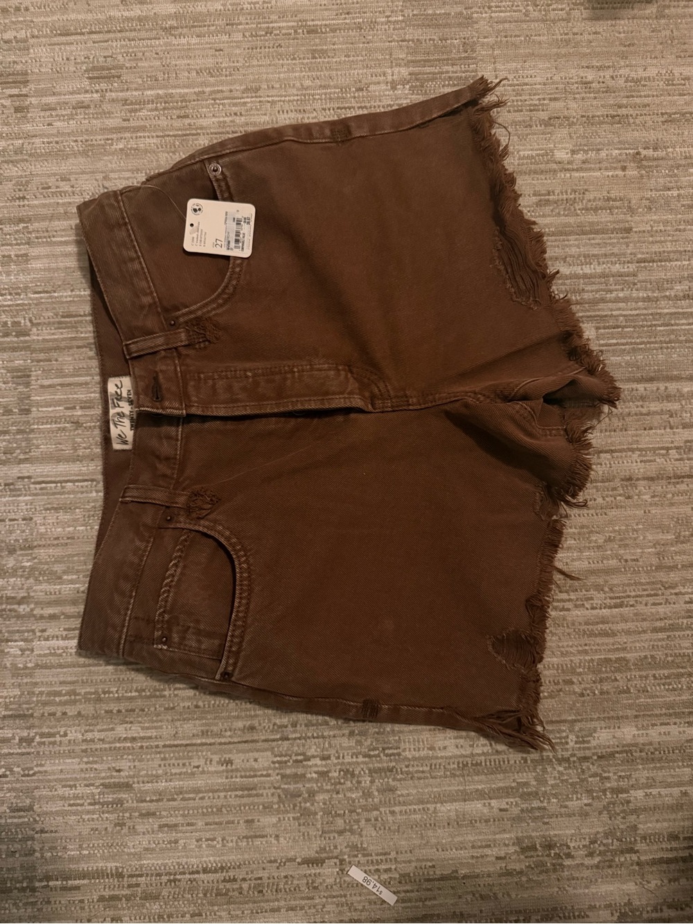 We The Free Chocolate Brown Distressed Denim Cutoff Shorts